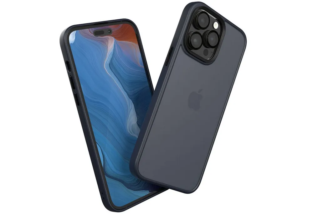 EAZY CASE Handyhülle Outdoor Case für Apple iPhone 14 Pro Max 6,7 Zoll, Hülle kompatibel mit Qi & Magsafe Robust Back Cover Blau / Nachtblau