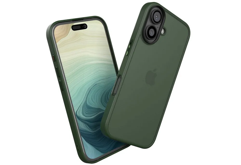 EAZY CASE Handyhülle Outdoor Case für Apple iPhone 16 6,1 Zoll, Schutzhülle Outdoor Case robust stoßfest Back Cover dunkelgrün