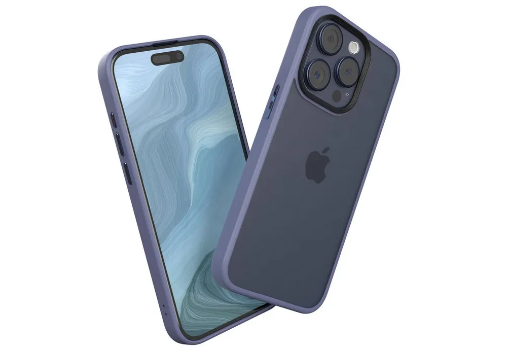 EAZY CASE Handyhülle Outdoor Case für Apple iPhone 15 Pro 6,1 Zoll, Hybrid Handyhülle kratzfest Smart Slimcover Transparent Robust Blau