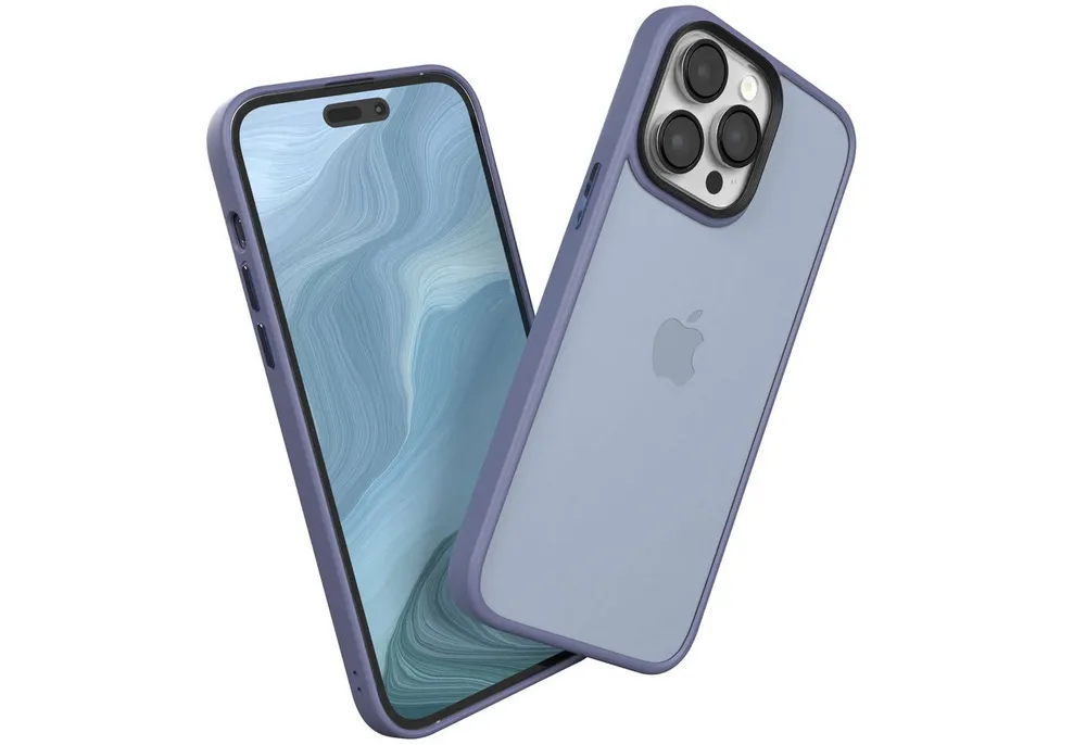 EAZY CASE Handyhülle Outdoor Case für Apple iPhone 14 Pro Max 6,7 Zoll, Hybrid Handyhülle kratzfest Smart Slimcover Transparent Robust Blau