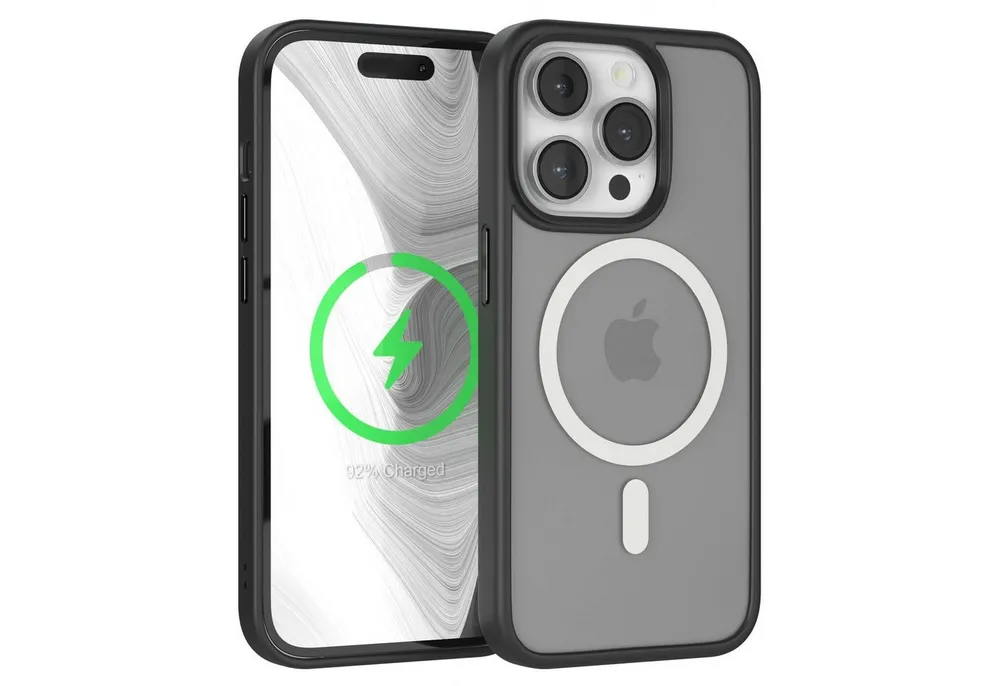 EAZY CASE Handyhülle Outdoor Case MagSafe Matt für Apple iPhone 14 Pro 6,1 Zoll, Outdoor Handy Hülle kompatibel mit Qi & MagSafe Silicon Case Schwarz