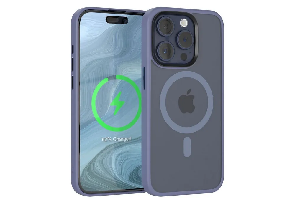 EAZY CASE Handyhülle Outdoor Case MagSafe Matt für Apple iPhone 15 Pro 6,1 Zoll, Backcover magnetisch Schutzhülle mit Kameraschutz mit MagSafe Hellblau