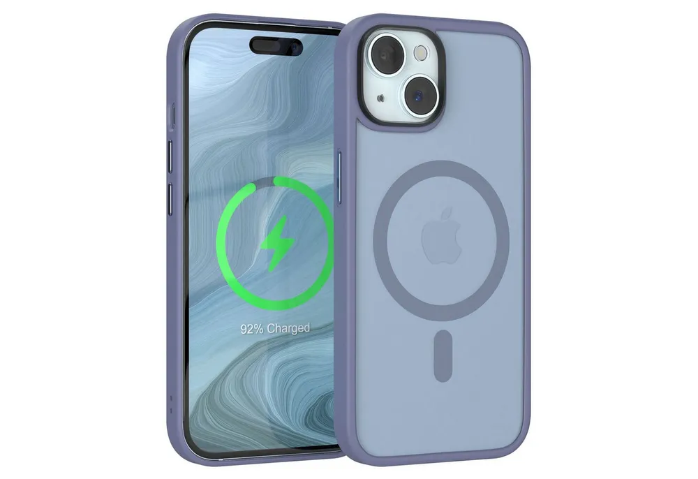 EAZY CASE Handyhülle Outdoor Case MagSafe Matt für Apple iPhone 15 6,1 Zoll, Backcover magnetisch Schutzhülle mit Kameraschutz mit MagSafe Hellblau