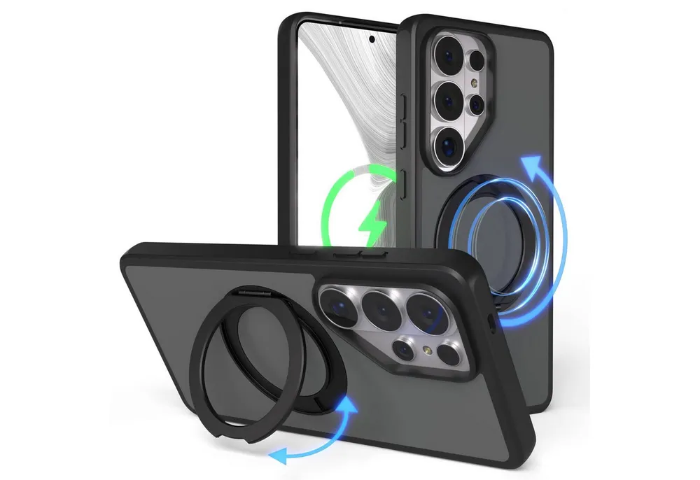 EAZY CASE Handyhülle Outdoor Galaxy S26 Ultra Case mit MagSafe Rotation Ring 6,9 Zoll, Outdoor Handy Hülle Bumper Schutzhülle Slim mit Kameraschutz Schwarz