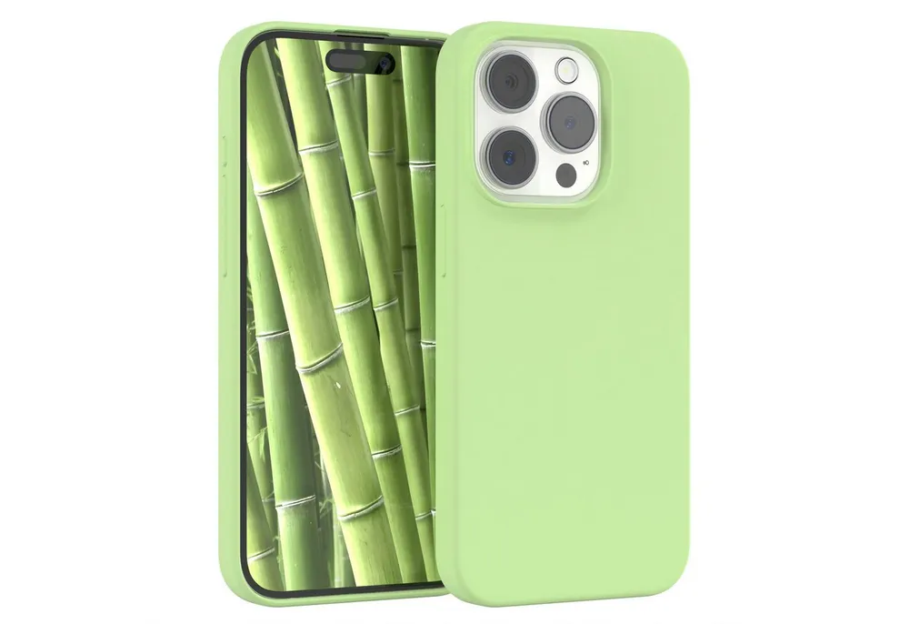 EAZY CASE Handyhülle Premium Silikon Case für Apple iPhone 15 Pro 6,1 Zoll, Bumper Case kratzfest Hülle mit Kameraschutz Handycover Softcase Grün