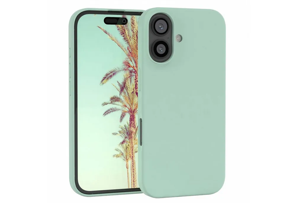 EAZY CASE Handyhülle Premium Silikon Case für Apple iPhone 16 6,1 Zoll, Cover Hülle mit Kameraschutz Bumper Case Slimcover kratzfest Mint Grün