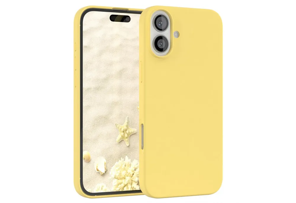 EAZY CASE Handyhülle Premium Silikon Case für Apple iPhone 16 Plus 6,7 Zoll, Handycover Softcase Hülle Silikon mit Displayschutz kratzfest Gelb
