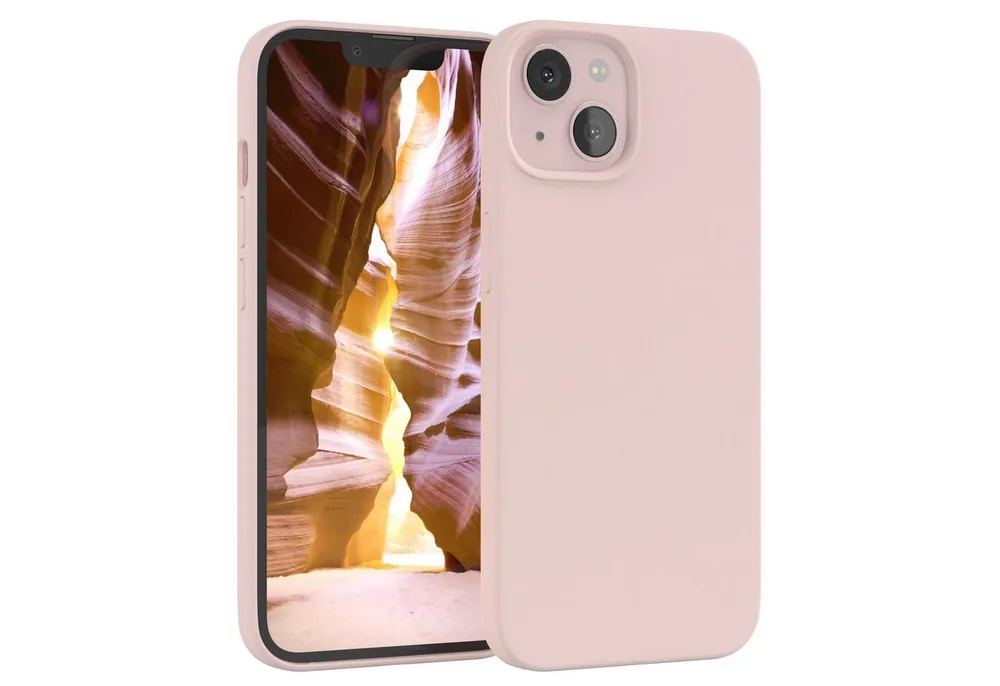 EAZY CASE Handyhülle Premium Silikon Case für Apple iPhone 13 6,1 Zoll, Silikon Schutzhülle mit Kameraschutz kratzfest Cover Rosa / Altrosa