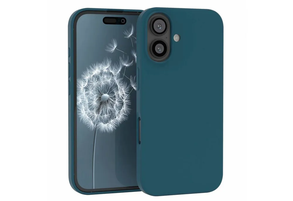 EAZY CASE Handyhülle Premium Silikon Case für Apple iPhone 16 6,1 Zoll, Hülle mit Kameraschutz Bumper Case stoßfest Handy Softcase Petrol