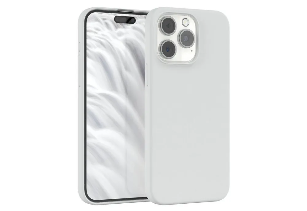EAZY CASE Handyhülle Premium Silikon Case für Apple iPhone 15 Pro Max 6,7 Zoll, Silikon Schutzhülle mit Kameraschutz kratzfest Handy Softcase Weiß