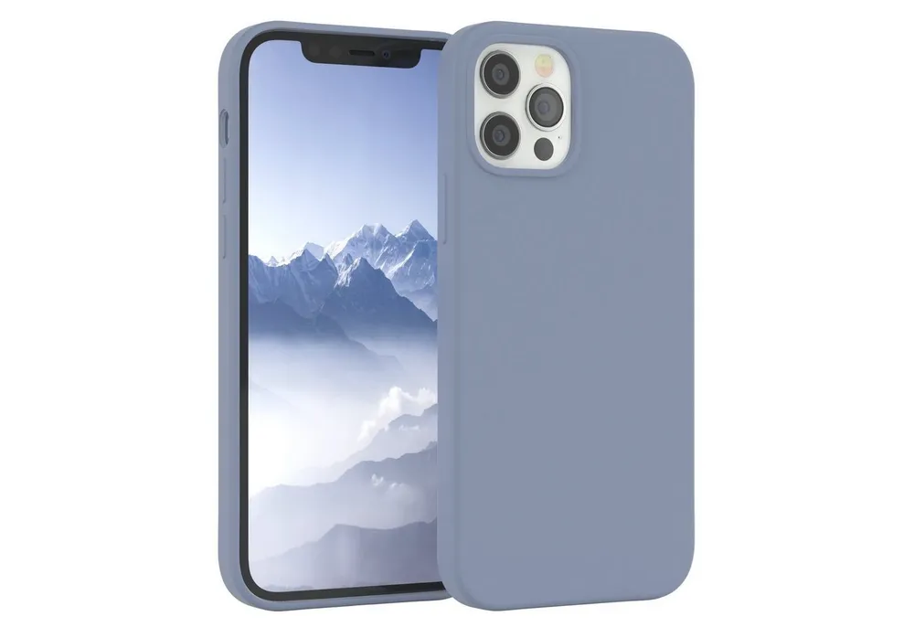 EAZY CASE Handyhülle Premium Silikon Case für iPhone 12 / iPhone 12 Pro 6,1 Zoll, Hülle mit Kameraschutz Bumper Case stoßfest Handy Softcase Eis Blau