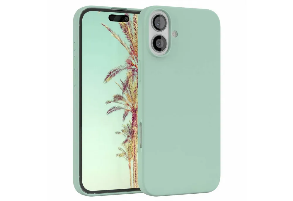 EAZY CASE Handyhülle Premium Silikon Case für Apple iPhone 16 Plus 6,7 Zoll, Cover Hülle mit Kameraschutz Bumper Case Slimcover kratzfest Mint Grün