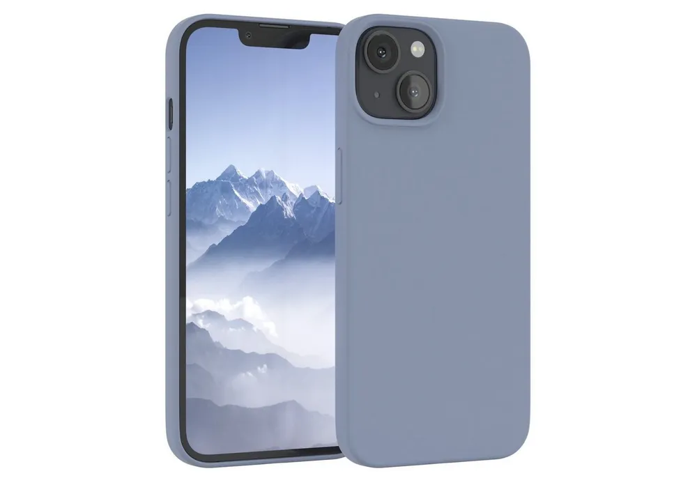 EAZY CASE Handyhülle Premium Silikon Case für Apple iPhone 13 6,1 Zoll, Hülle mit Kameraschutz Bumper Case stoßfest Handy Softcase Eis Blau