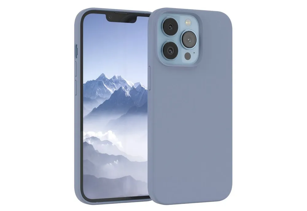 EAZY CASE Handyhülle Premium Silikon Case für Apple iPhone 13 Pro 6,1 Zoll, Hülle mit Kameraschutz Bumper Case stoßfest Handy Softcase Eis Blau