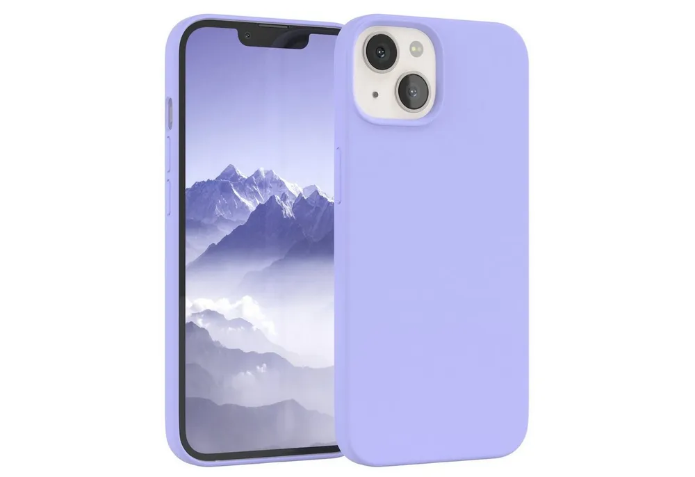 EAZY CASE Handyhülle Premium Silikon Case für Apple iPhone 13 6,1 Zoll, Handytasche aus Silikon Slimcover stoßfest Violett / Lila Lavendel