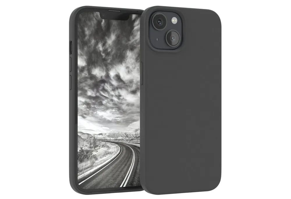 EAZY CASE Handyhülle Premium Silikon Case für Apple iPhone 13 6,1 Zoll, Schutzhülle mit Kameraschutz Back Cover Hülle Slimcover Anthrazit Grau