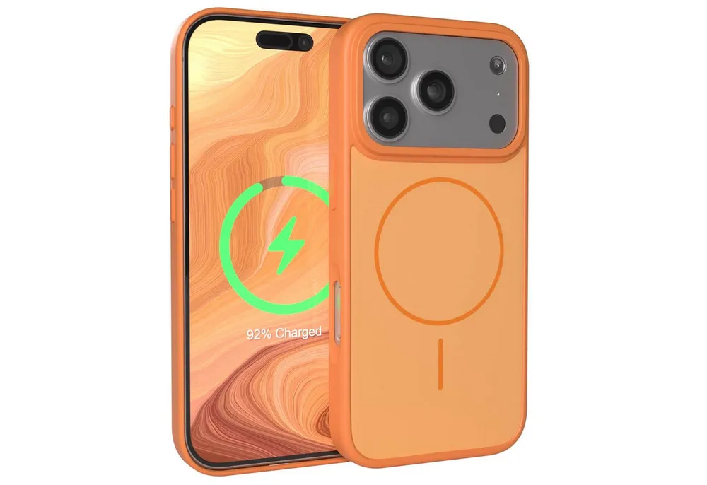 EAZY CASE Handyhülle Slim Outdoor MagSafe Case für Apple iPhone 17 Pro 6,3 Zoll, Robustes Slim Case mit MagSafe Kompatibilität in Orange