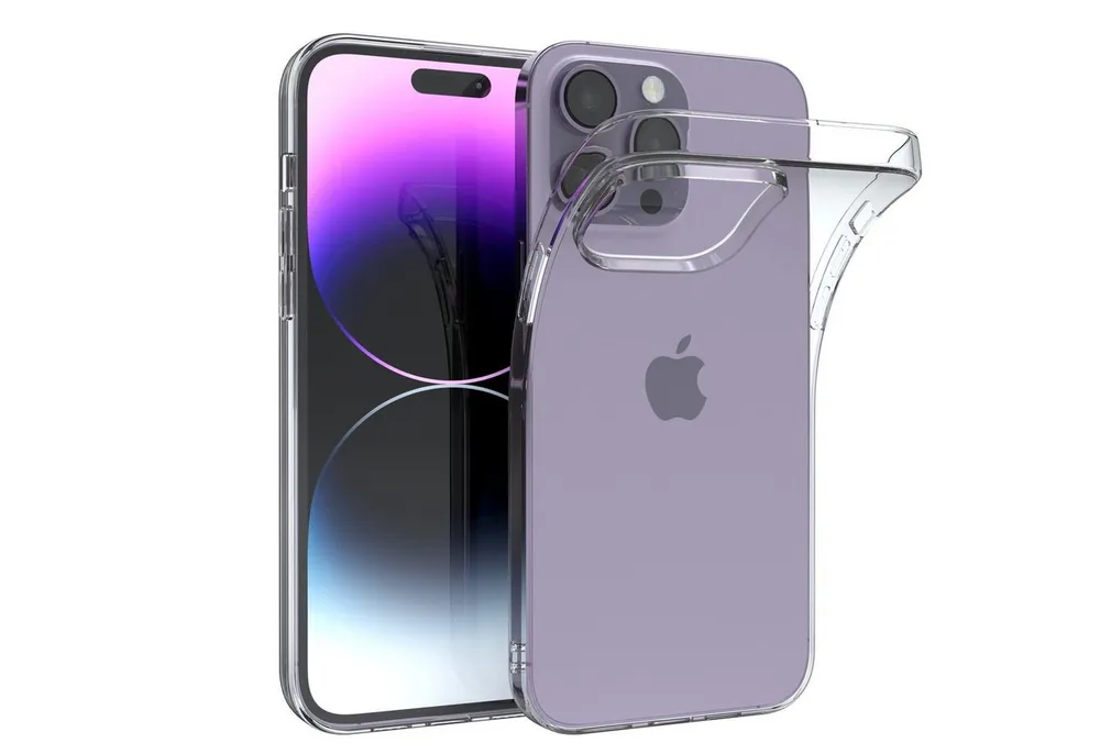 EAZY CASE Handyhülle Slimcover Clear für Apple iPhone 14 Pro Max 6,7 Zoll, durchsichtige Hülle Ultra Dünn Silikon Backcover TPU Telefonhülle Klar