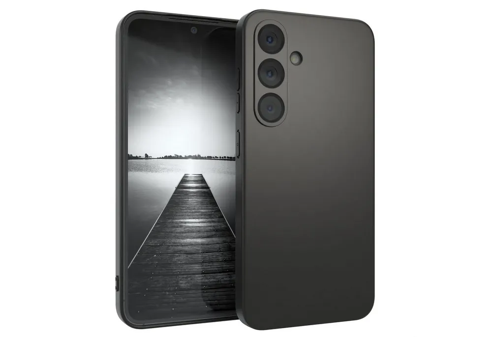 EAZY CASE Handyhülle Slimcover Solid Schwarz für Galaxy S25 Serie 6,2 Zoll, schwarze Hülle Ultra Dünn Silikon Backcover TPU Telefonhülle Solid