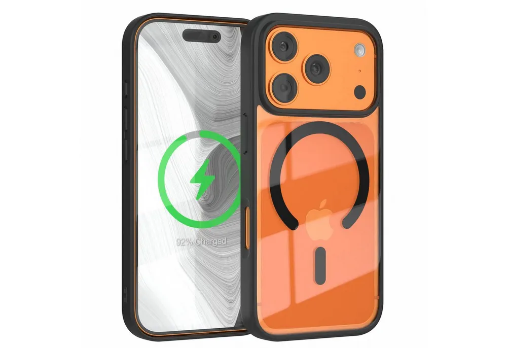EAZY CASE Handyhülle Transparente Hülle mit MagSafe für iPhone 17 Pro 6,3 Zoll, Qi Charging kompatibel, Silicon Case, Slimcover Displayschutz, Schwarz