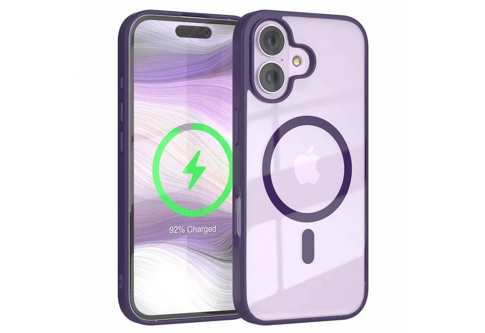EAZY CASE Handyhülle Transparente Hülle mit MagSafe für iPhone 17 6,3 Zoll, Hülle mit Kameraschutz, Smart Case kompatibel mit Magsafe, Violett