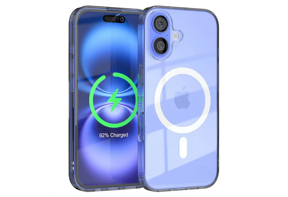 EAZY CASE Handyhülle Transparente Hülle mit MagSafe für iPhone 16 6,1 Zoll, Back Cover, Bumper Case, Handy Schutzhülle Kameraschutz, Durchsichtig