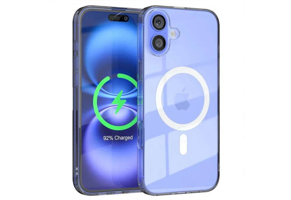 EAZY CASE Handyhülle Transparente Hülle mit MagSafe für iPhone 16 Plus 6,7 Zoll, Back Cover, Bumper Case, Handy Schutzhülle Kameraschutz, Durchsichtig