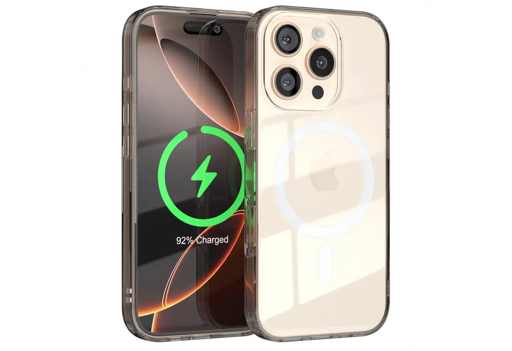 EAZY CASE Handyhülle Transparente Hülle mit MagSafe für iPhone 16 Pro 6,3 Zoll, Back Cover, Bumper Case, Handy Schutzhülle Kameraschutz, Durchsichtig