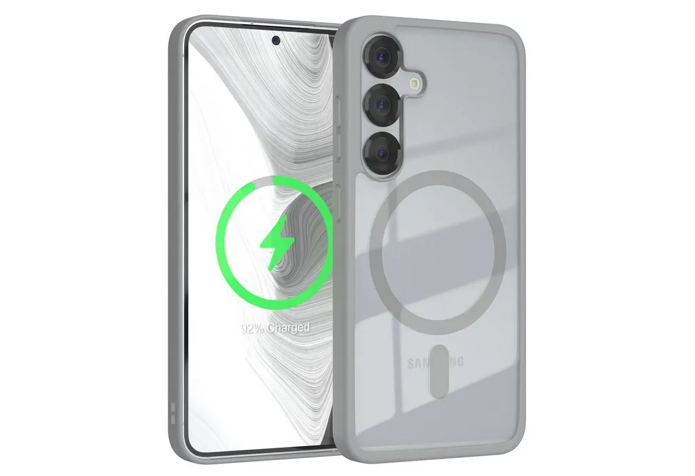 EAZY CASE Handyhülle Transparente Hülle mit MagSafe Samsung Galaxy S25 6,2 Zoll, Back Cover Slimcover mit Displayschutz, Magsafefunktion, Bumper-Hülle