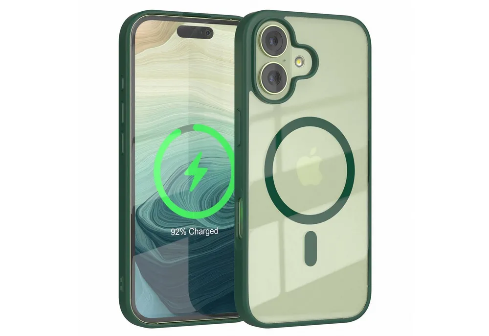 EAZY CASE Handyhülle Transparente Hülle mit MagSafe für iPhone 17 6,3 Zoll, TPU Hülle, flexibel, Clear Case Silikonhülle anti-kratz Backcover Grün