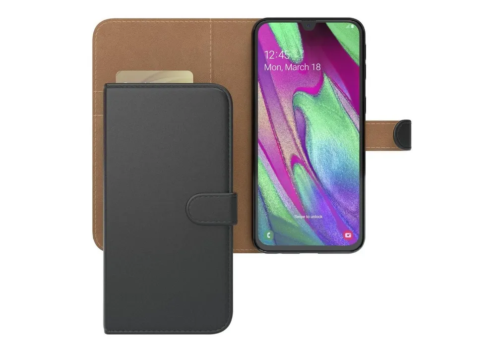EAZY CASE Handyhülle Uni Bookstyle für Samsung Galaxy A40 5,9 Zoll, Schutzhülle mit Standfunktion Kartenfach Handytasche aufklappbar Etui