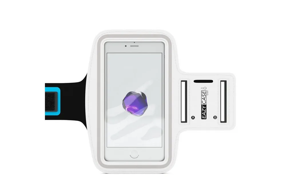 EAZY CASE Handyhülle Universal Sportarmband für Smartphones bis 5,5 Zoll, Laufhülle Fitness Armband Arm Handyhülle für Laufen, Joggen etc. Weiß
