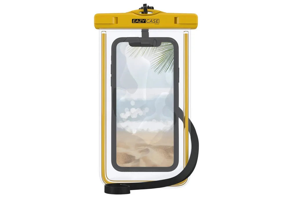 EAZY CASE Handyhülle Universale Unterwasser-Tasche für viele Modelle 3,5 - 6,7 Zoll, wasserdichte Handytasche Unterwasser Fotos Tauchen Schutz Gelb Dunkel