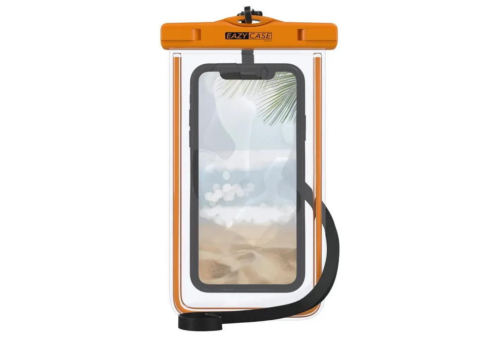 EAZY CASE Handyhülle Universale Unterwasser-Tasche für viele Modelle 3,5 - 6,7 Zoll, wasserdichte Schutzhülle Handytasche mit Band wasserfeste Hülle Orange