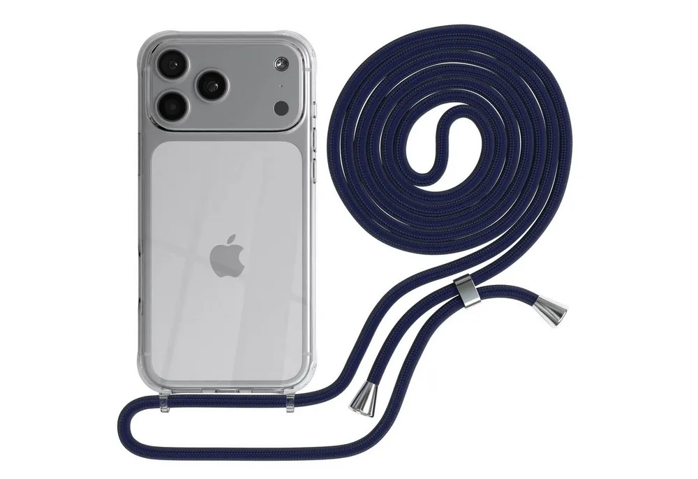EAZY CASE Handykette Hülle mit Kette für Apple iPhone 17 Pro Max 6,9 Zoll, Kette zum Umhängen Backcover Etui Schutzhülle Hülle mit Band Case Blau