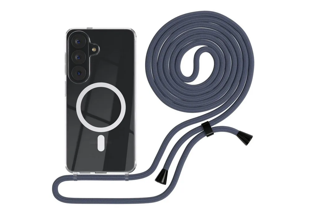 EAZY CASE Handykette mit Magsafe Hülle für Samsung Galaxy S26 6,3 Zoll, Handytasche Silikonhülle durchsichtig mit Umhängeband in Pastell Blau