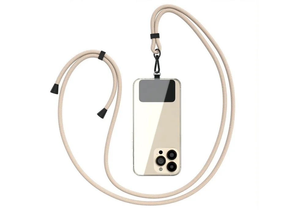 EAZY CASE Handykette Umhängeband Clips Schwarz mit extra Handband, Wechselbares Handyband kombinierbare Handyhülle abnehmbares Band Taupe