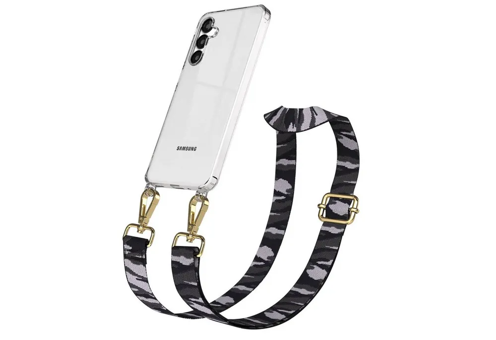 EAZY CASE Handykette Umhängeband für Samsung Galaxy A16 6,7 Zoll, Handykette Camouflage Hülle Crossbody Case zum Umhängen Grau