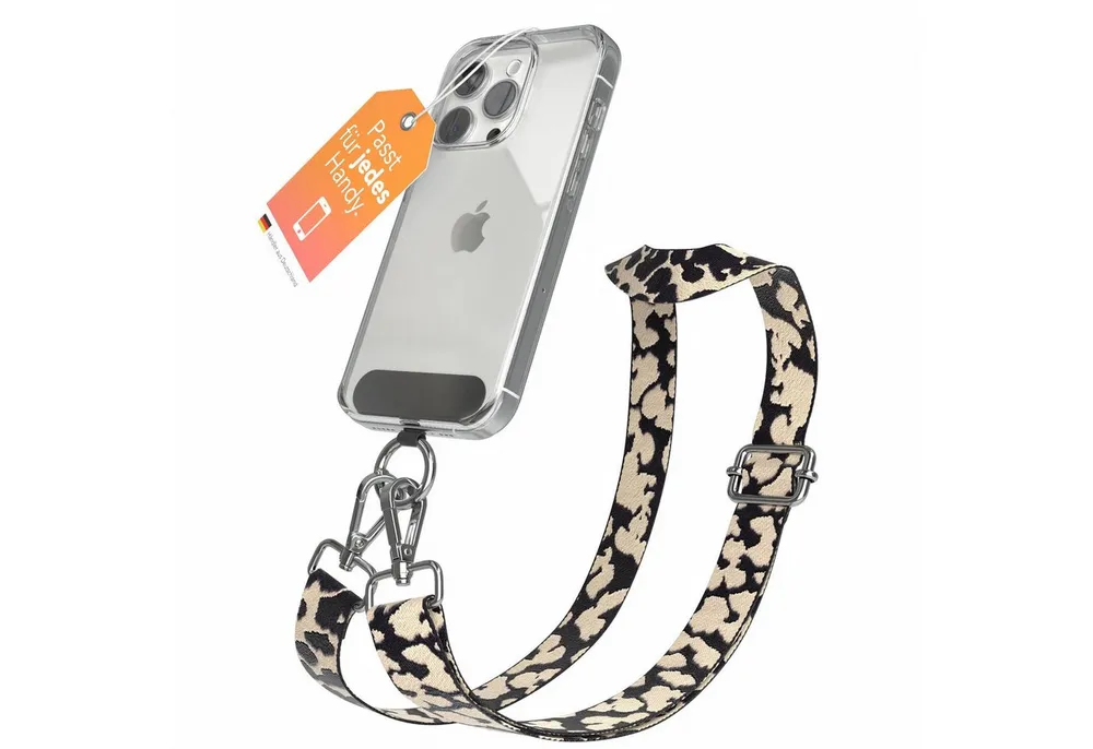 EAZY CASE Handykette Universal für alle Smartphones Boho/Wave/Leo Style, Universal Handyband Taupe Camouflage modern und stylisch