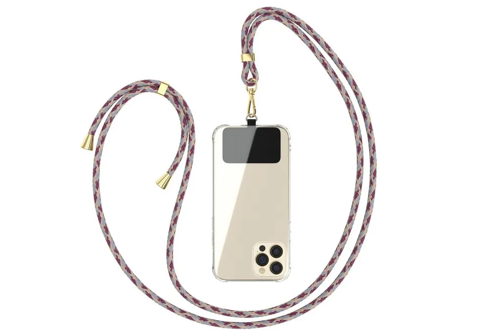 EAZY CASE Handykette Universal für jedes Smartphone zum Umhängen, Umhängetasche Universell passend Band für Schutzhülle Rot Camouflage