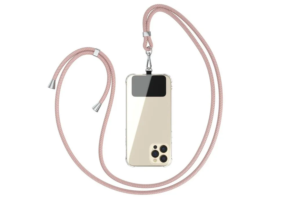 EAZY CASE Handykette Universal für jedes Smartphone zum Umhängen, Handy Kordel plus Handband Universal passend Schwarz Rosé Rosegold