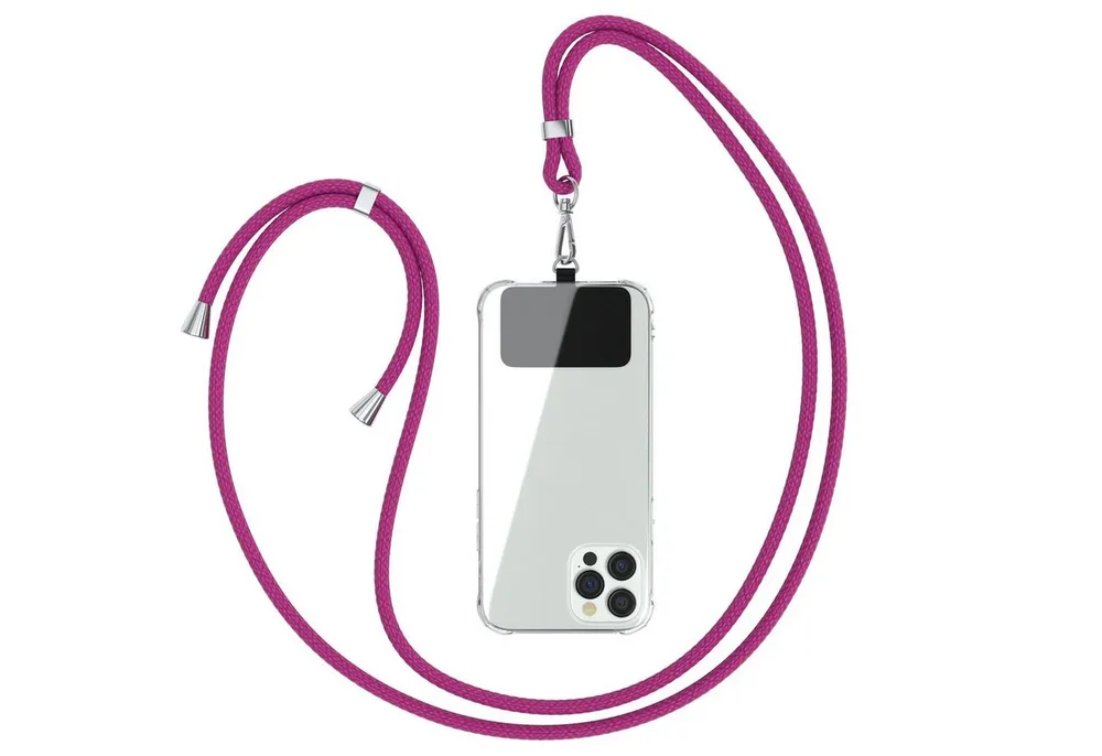EAZY CASE Handykette Universal für jedes Smartphone zum Umhängen, Hülle für Unterwegs Handyband mit jeder Hülle kombinierbar Pink Silber