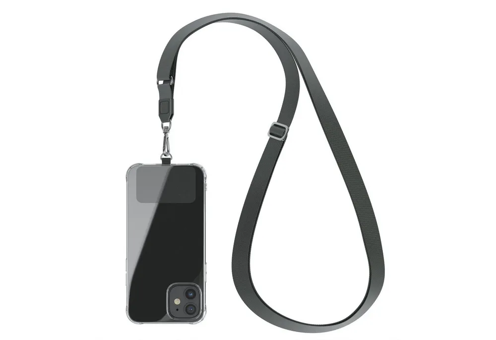 EAZY CASE Handykette Universal Handykette mit Breitband, Case für Unterwegs Festival Handyband mit jeder Hülle abnehmbar Grau