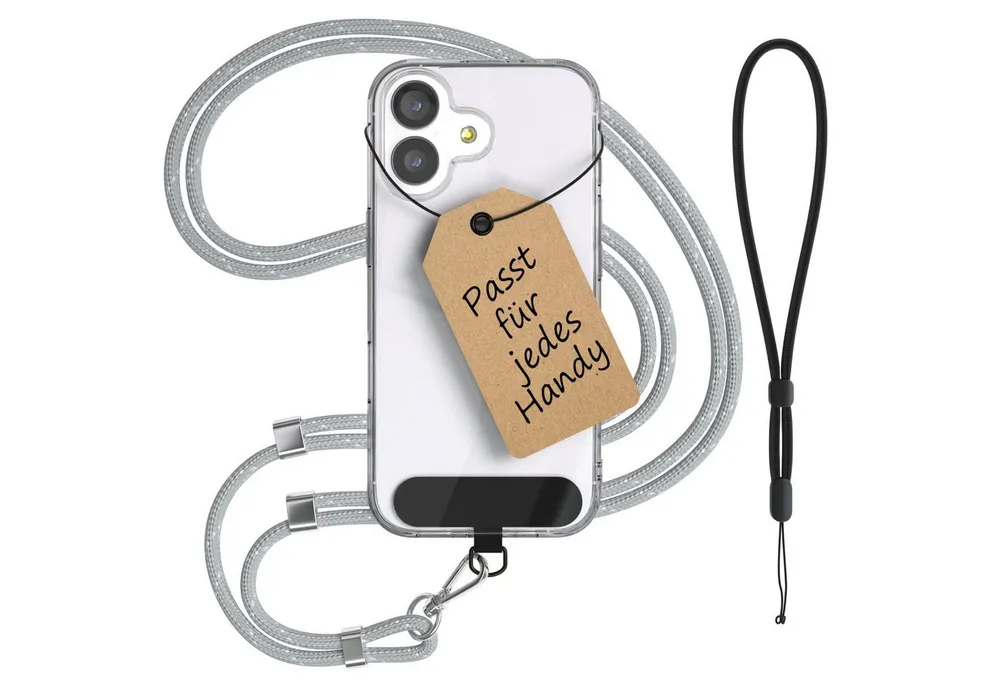EAZY CASE Handykette Universal Handykette für alle Modelle zum Umhängen, Universale Handykette zum Umhängen für alle Case Modelle geeignet Weiß