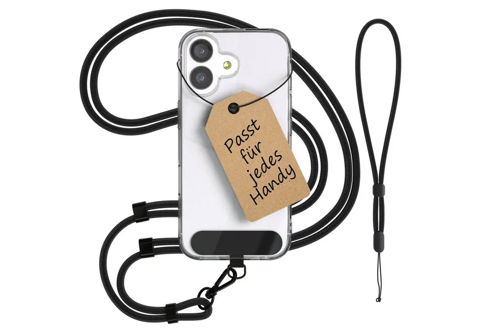 EAZY CASE Handykette Universal Handykette für alle Modelle zum Umhängen, Universale Handykette zum Umhängen für alle Modelle geeignet Schwarz