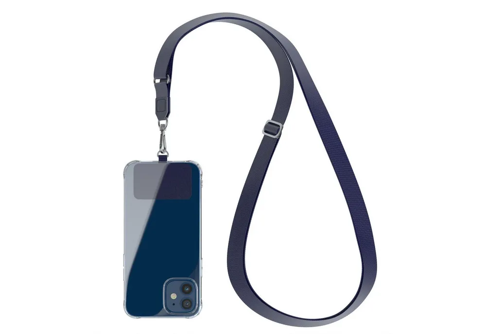 EAZY CASE Handykette Universal Handykette mit Breitband, Universal Handykette Chain Kordel wechselbar mit Karabiner Navy Blau