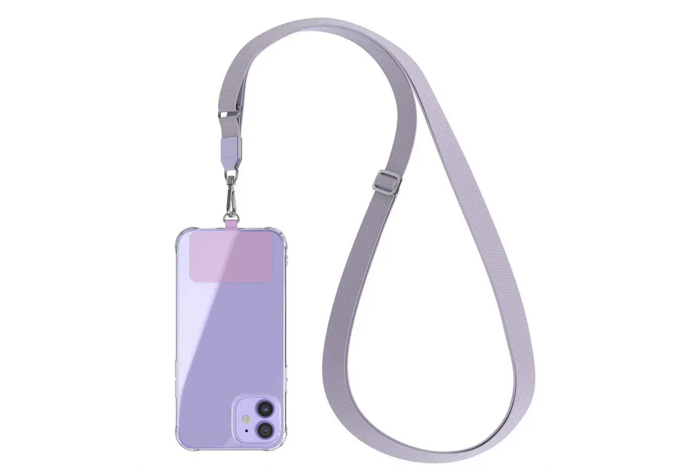 EAZY CASE Handykette Universal Handykette mit Breitband, Umhängetasche Pad mit Kordel Smartphonekette Handykette Breit Violett