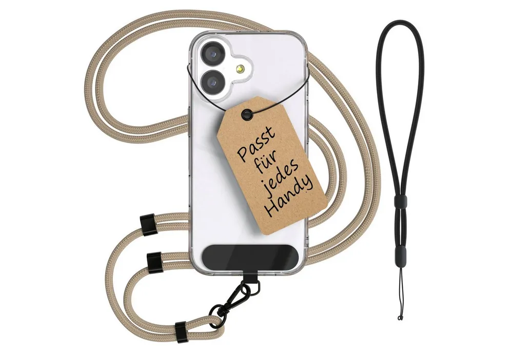 EAZY CASE Handykette Universal Handykette für alle Modelle zum Umhängen, Handykordel für Handyhülle, tragbar zu jedem Outfit in Taupe