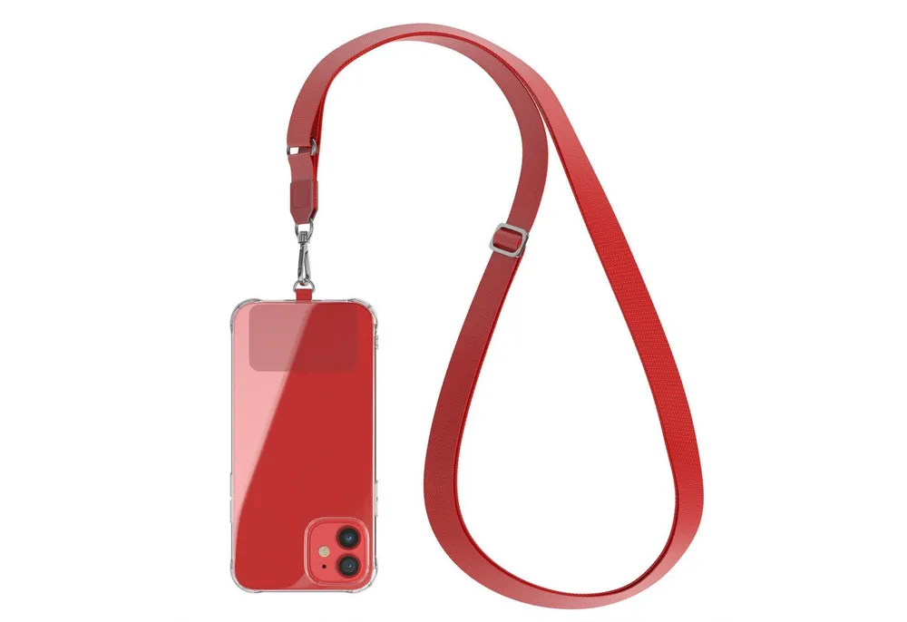 EAZY CASE Handykette Universal Handykette mit Breitband, Case für Unterwegs Festival Handyband mit jeder Hülle kombinierbar Rot