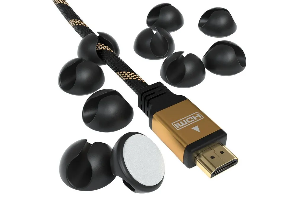 EAZY CASE Kabelführung 12x Kabelmanagement Set, Kabelclips Kabelmanagement ohne Bohren Ordnung Kabel Organizer Schwarz